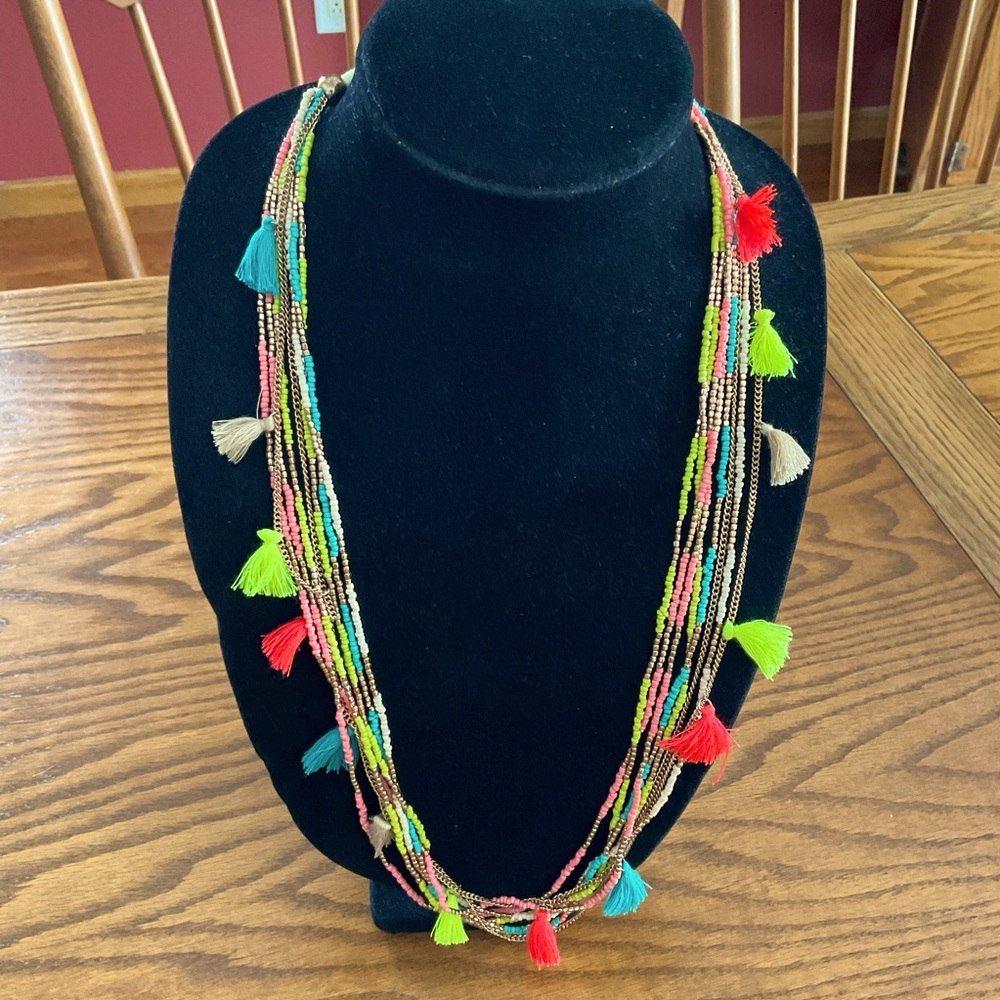 Colorful Tassel/Bead 18”+ Necklace